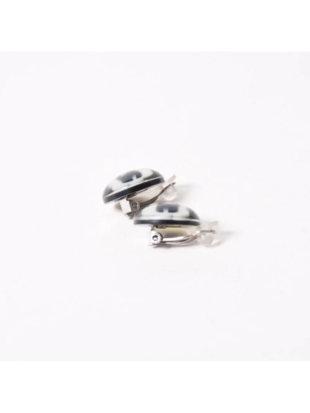 Chanel CC Logo Earrings 04 Button Flower Camellia Clear Resin